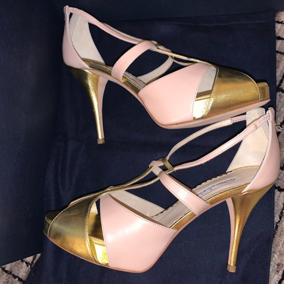 NWT Oscar de la Renta pink and gold platform pumps - Picture 3 of 6
